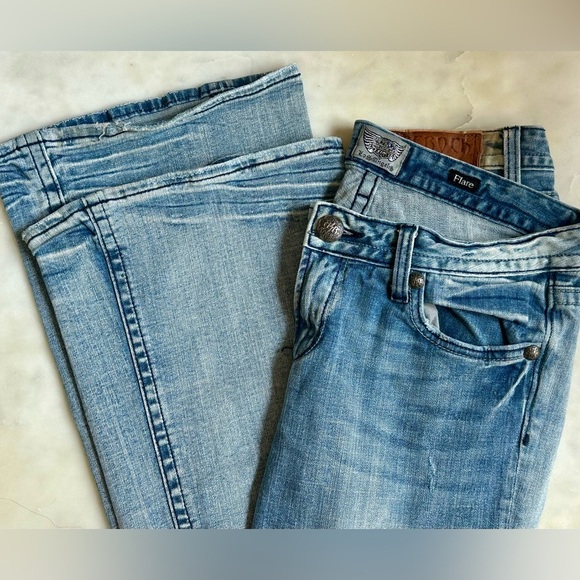 Bedrock for Express Light Blue Flare Jeans EUC - Picture 1 of 12
